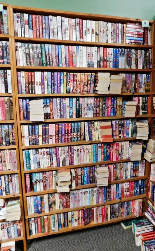 Bookstore paperback bookshelves