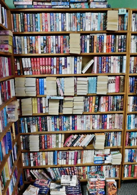 Bookstore paperback bookshelves