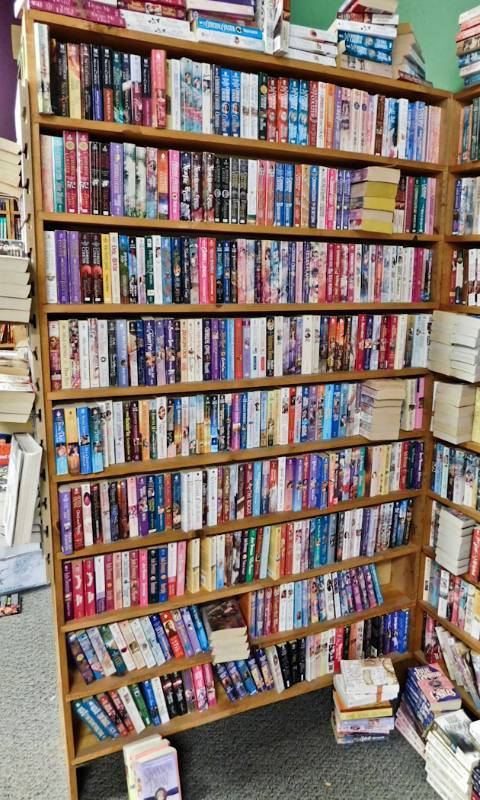 Bookstore paperback bookshelves