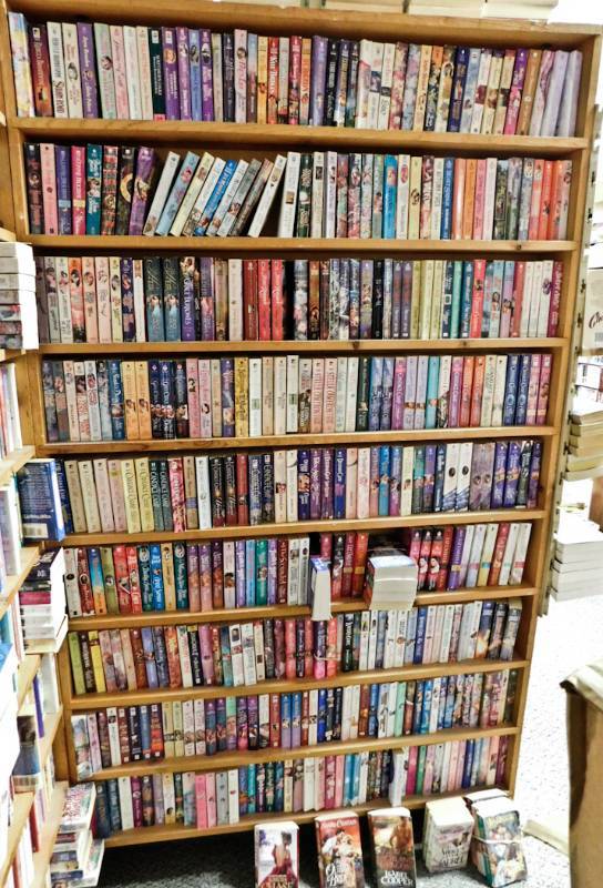 Bookstore paperback bookshelves