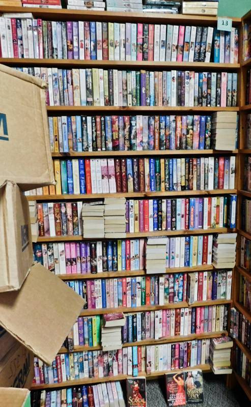Bookstore paperback bookshelves