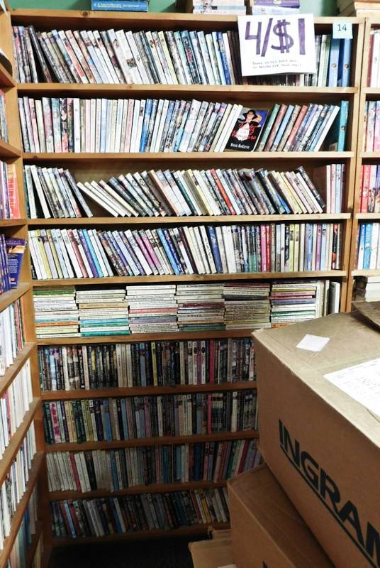 Bookstore paperback bookshelves