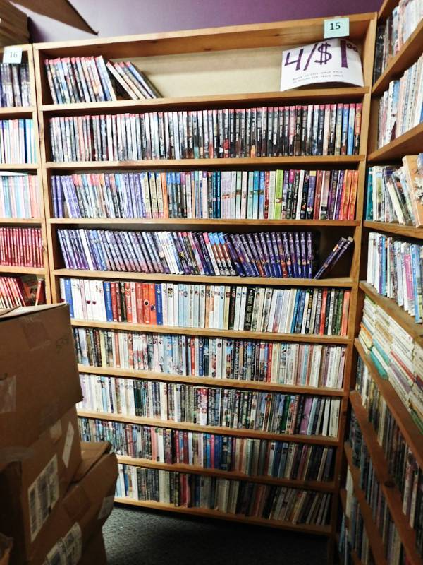 Bookstore paperback bookshelves