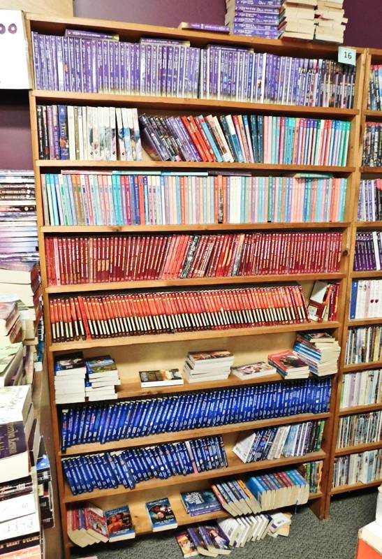 Bookstore paperback bookshelves