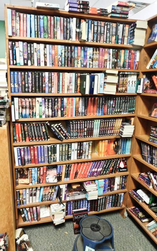 Bookstore paperback bookshelves