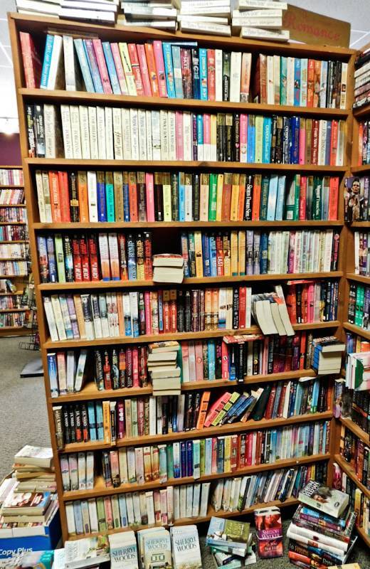 Bookstore paperback bookshelves