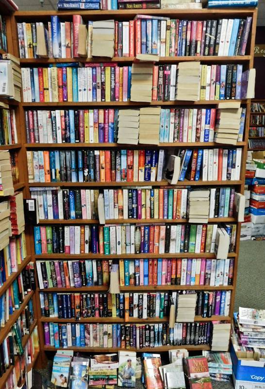 Bookstore paperback bookshelves