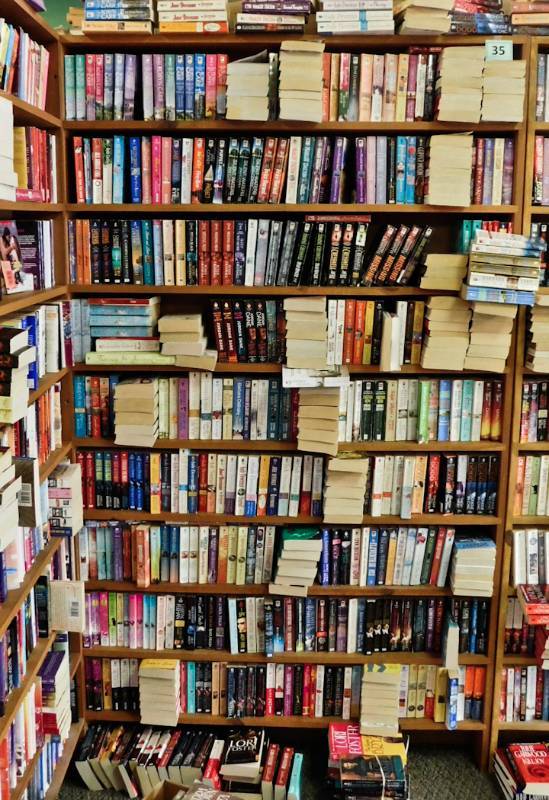Bookstore paperback bookshelves