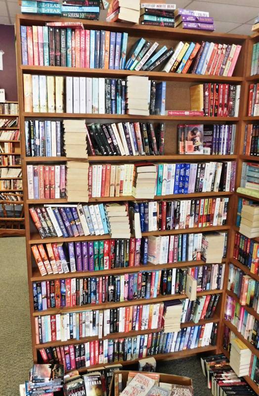 Bookstore paperback bookshelves