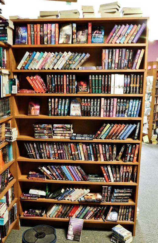 Bookstore paperback bookshelves