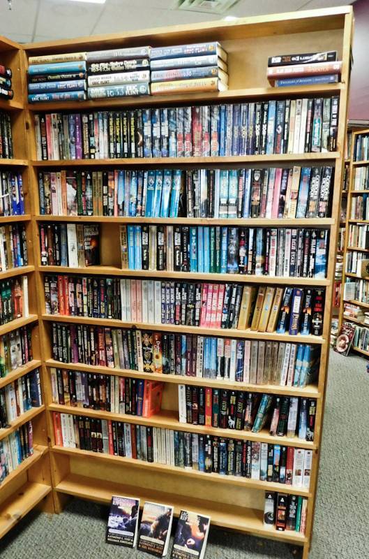 Bookstore paperback bookshelves