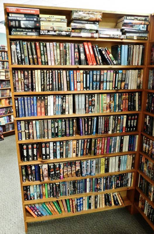Bookstore paperback bookshelves
