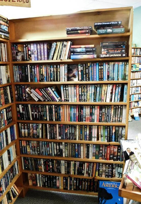 Bookstore paperback bookshelves