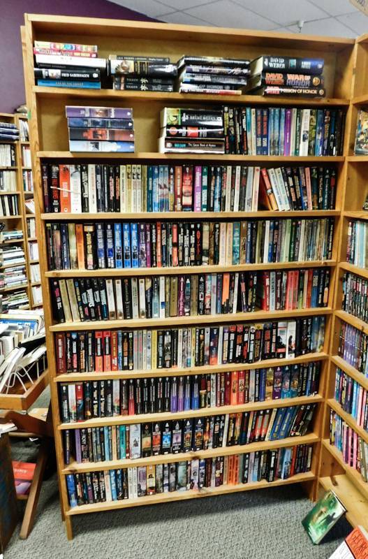 Bookstore paperback bookshelves
