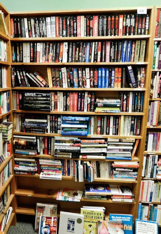 Bookstore paperback bookshelves