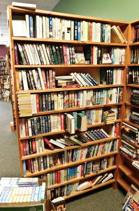 Bookstore paperback bookshelves