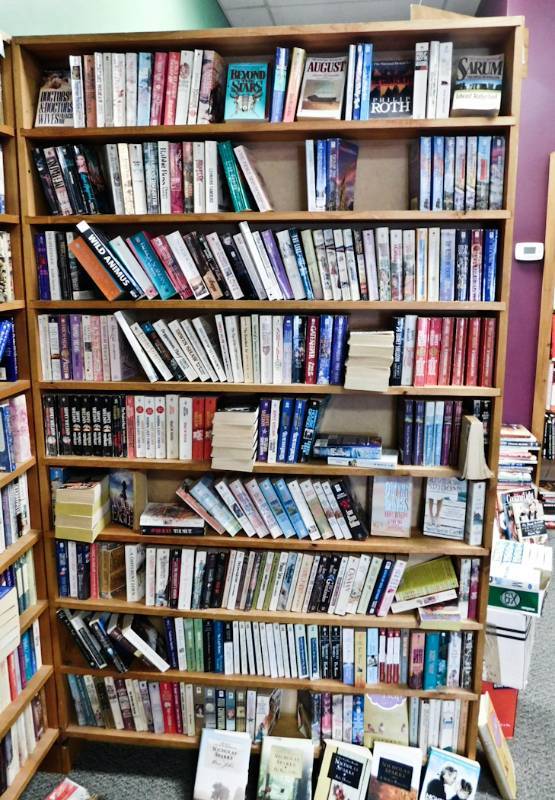 Bookstore paperback bookshelves