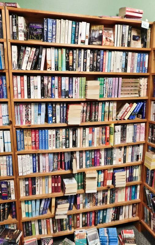 Bookstore paperback bookshelves