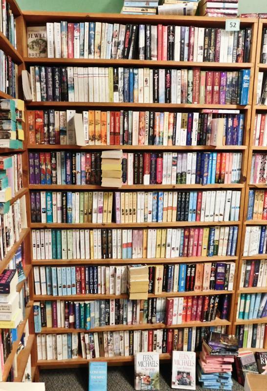Bookstore paperback bookshelves