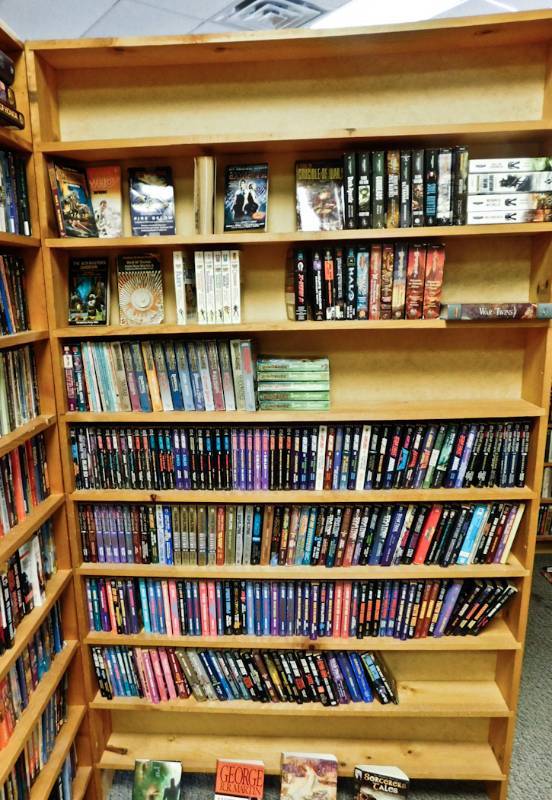 Bookstore paperback bookshelves