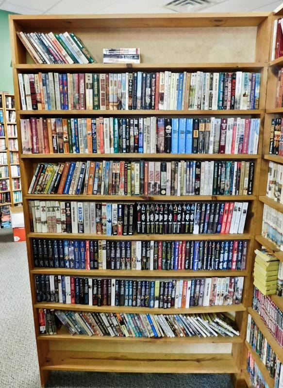 Bookstore paperback bookshelves
