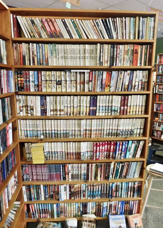 Bookstore paperback bookshelves