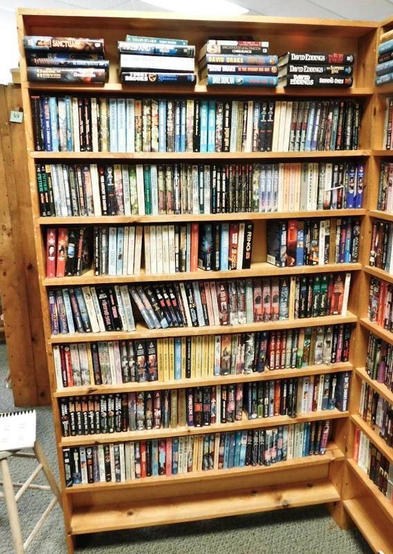 Bookstore paperback bookshelves