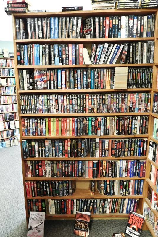 Bookstore paperback bookshelves