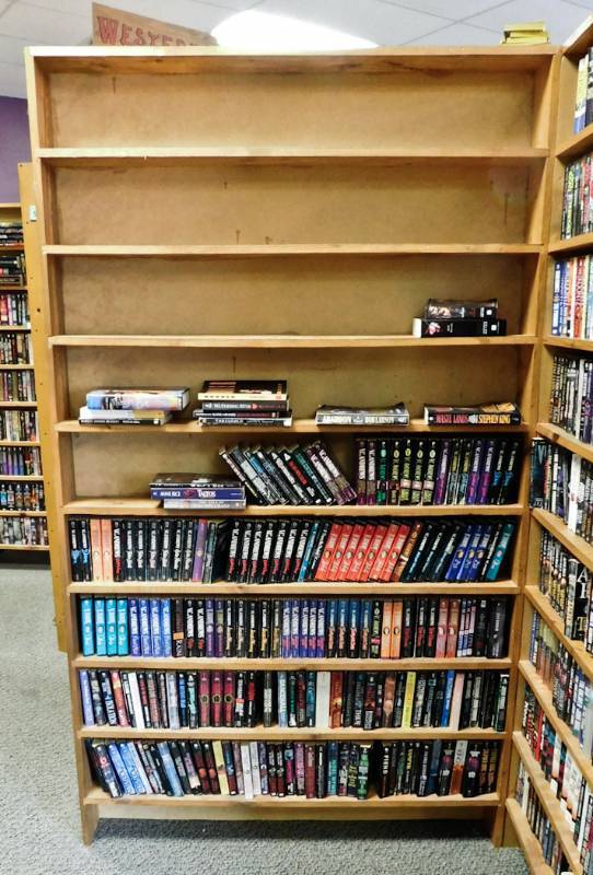 Bookstore paperback bookshelves
