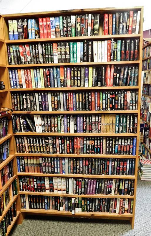 Bookstore paperback bookshelves