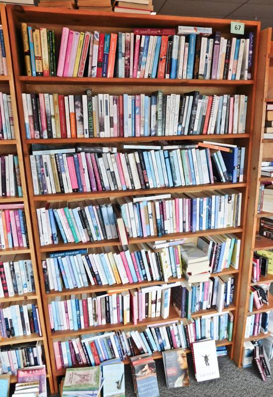 Bookstore paperback bookshelves