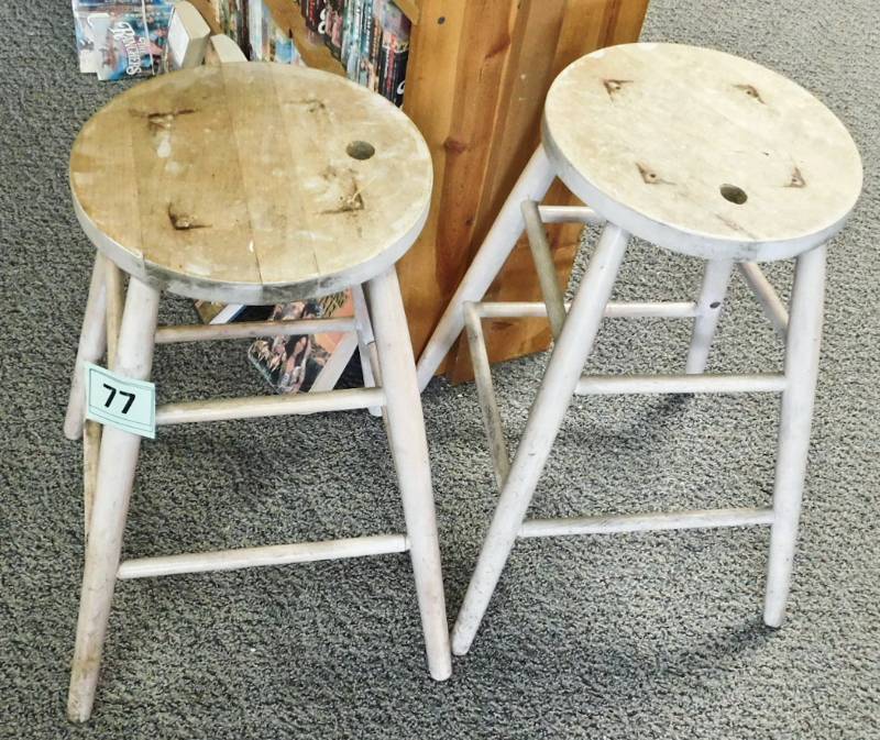 2 wooden stools