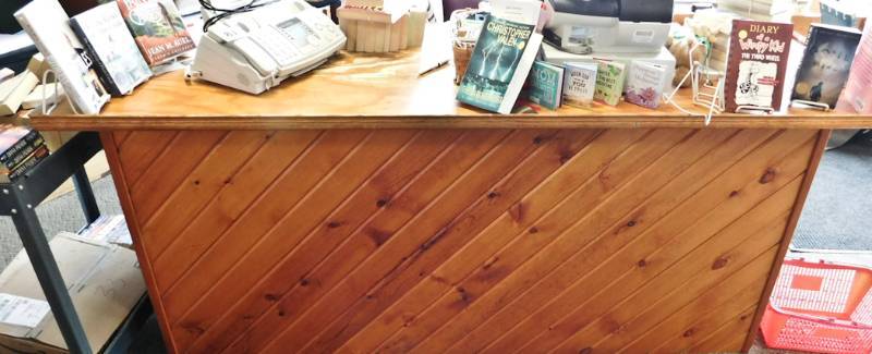 Wooden checkout 83 x 29 by 36 tall