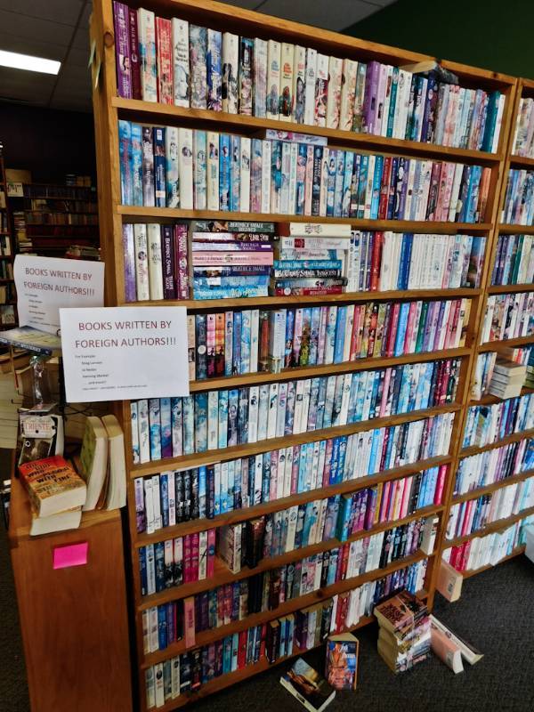 Bookstore paperback bookshelves