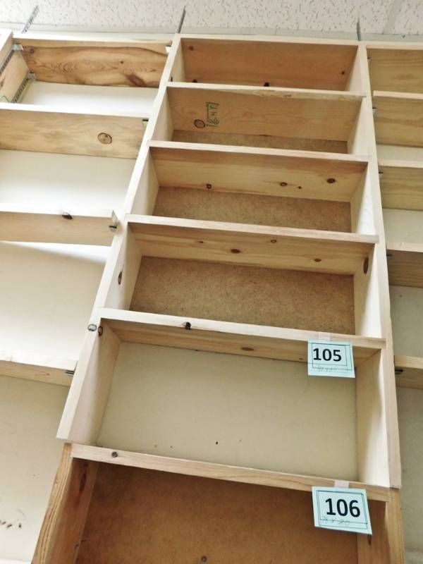 Back room overstock paperback bookshelves