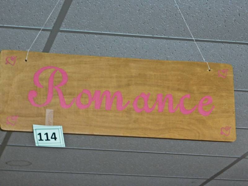 Wooden Bookstore Genere Sign
