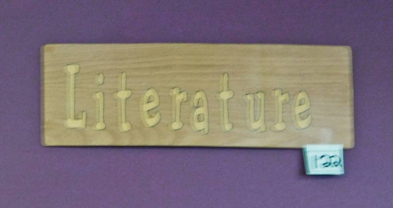Wooden Bookstore Genere Sign