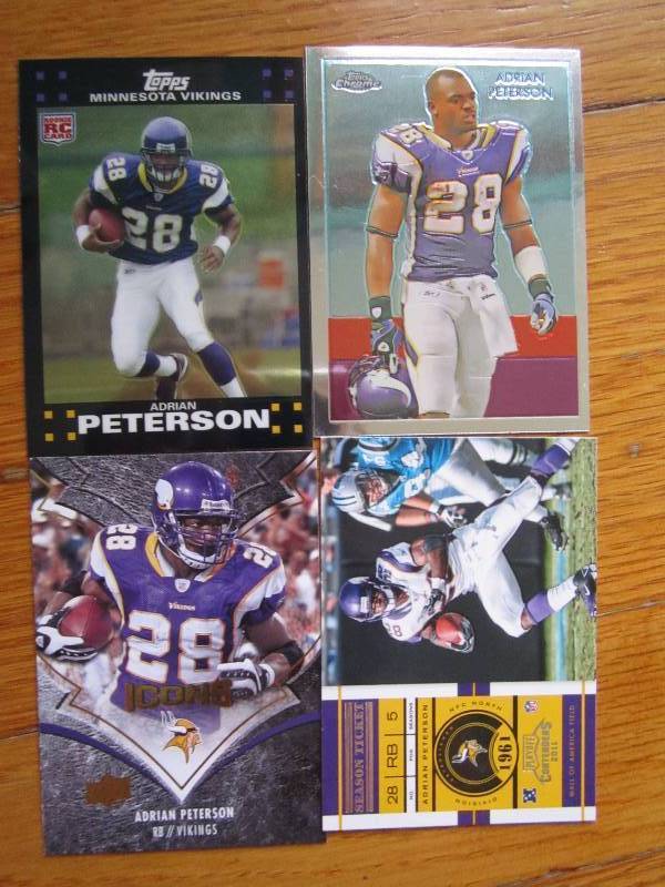 lot 62 image: 4 Adrian Peterson cards...