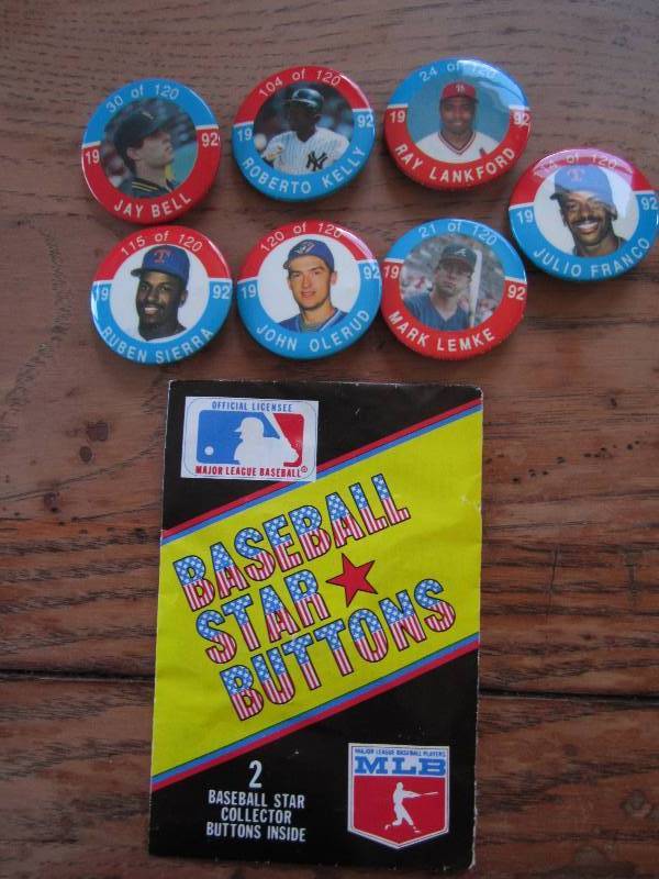 lot 2 image: 7 1992 baseball star buttons...