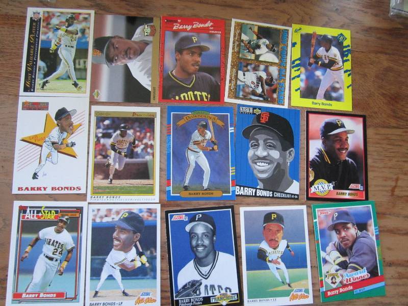 lot 20 image: 15 Barry Bonds cards...