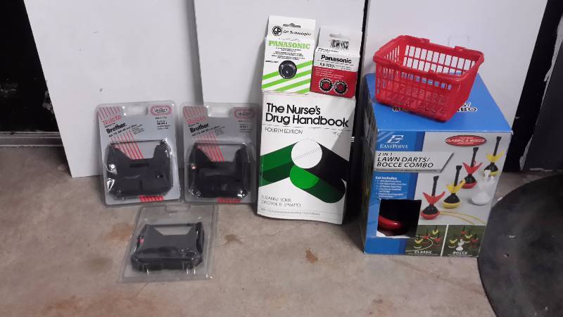 Ink, Lawn dart set, nurses drug handbook