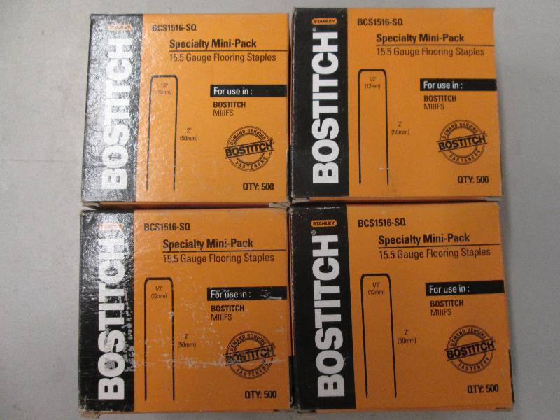 lot 7 image: 4 boxes of Bostitch 15.5 flooring s...