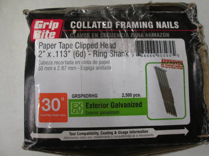lot 10 image: collated framing nails 2 x .113 6...