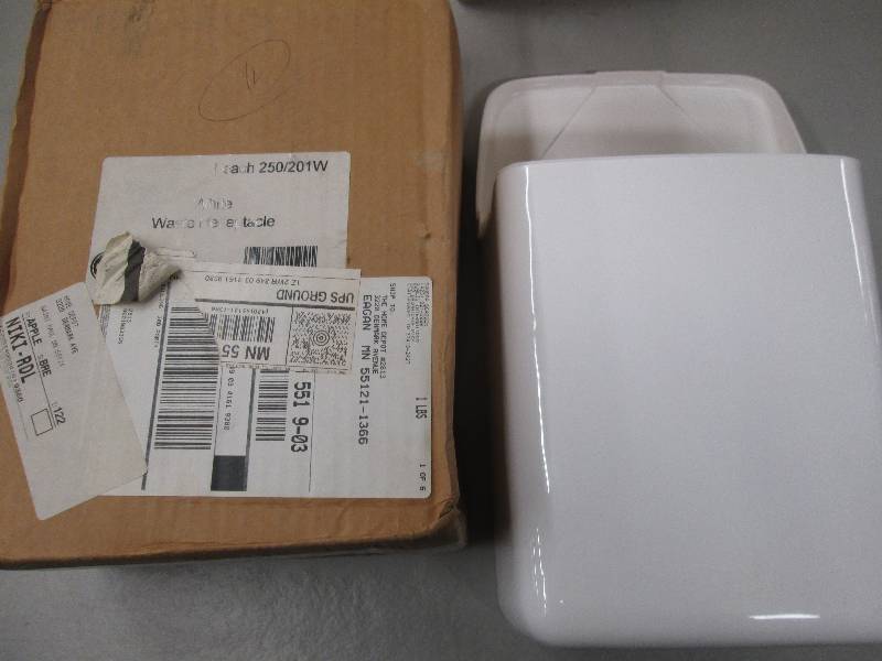 lot 46 image: lot of 4 new white waste receptacle...