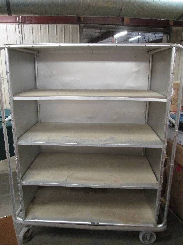 lot 179 image: Metal rolling cart on wheels 53 wi...