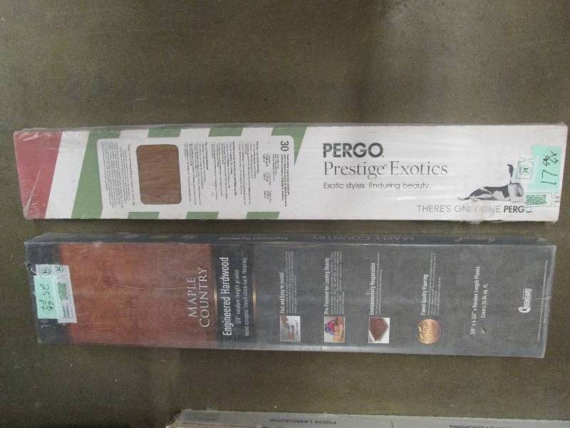lot 187 image: 2 packages of flooring 1 box pergo ...