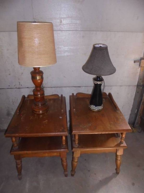 Pair - Wood End Tables wLamp, 24x19x24