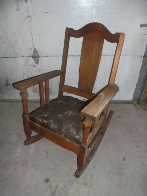 Wood Rocking Chair wLeather, 40x2x34