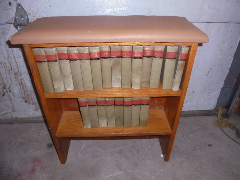 Wood Bookshelf wBooks, 27x25x10