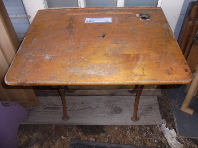 Vintage Schooldesk with Metal Base 29x24x16